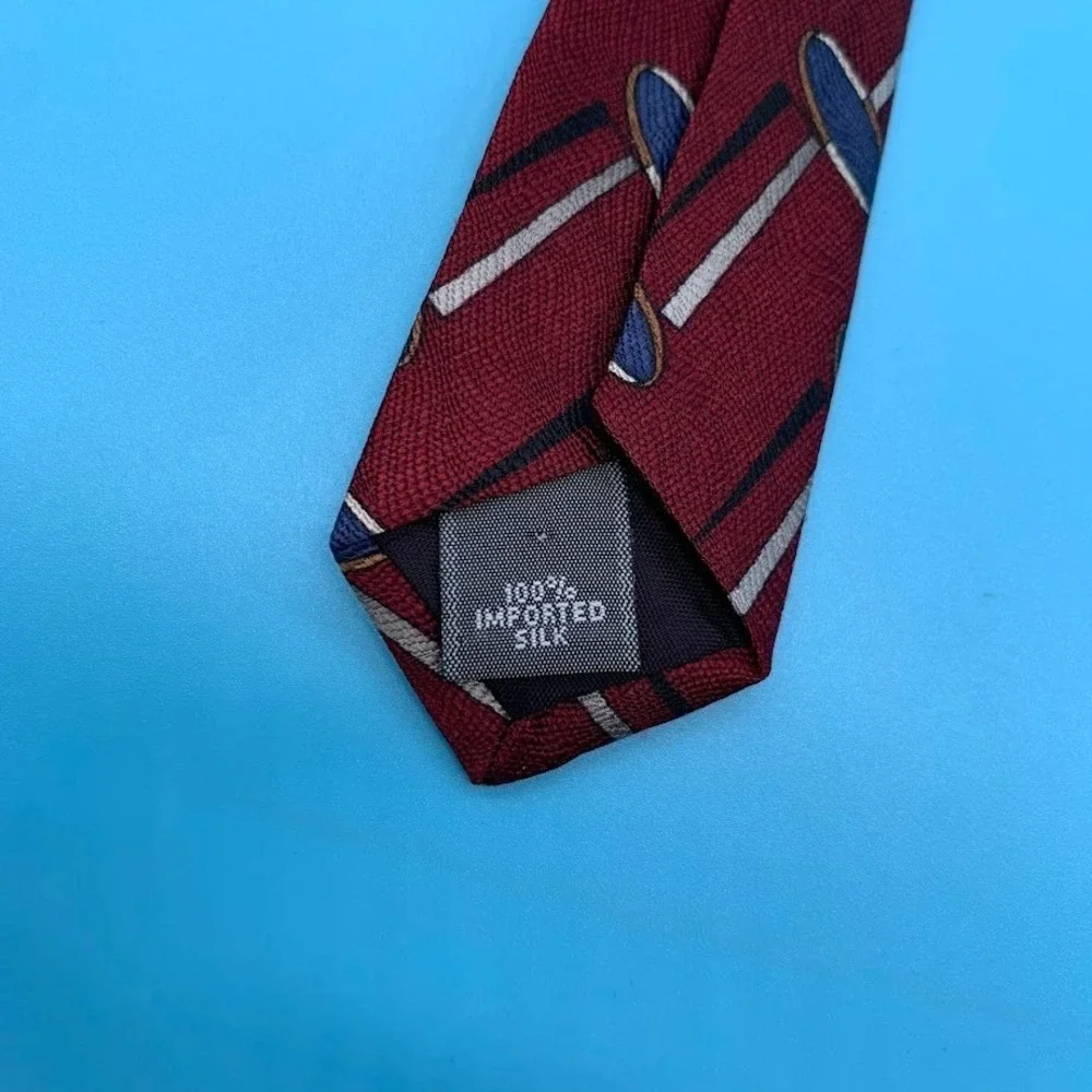 Vintage Gianfranco Ruffini Red Geometric Print Silk Men's Classic Neck Tie